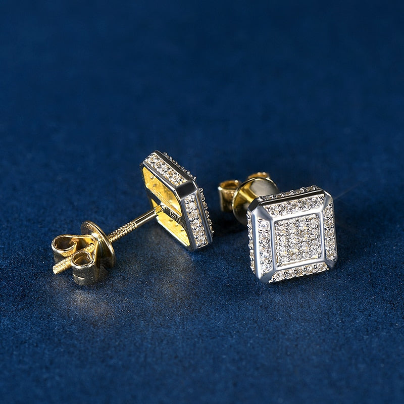 Luxury Moissanite Stud Earrings. D VVS1. 10K Yellow Gold.