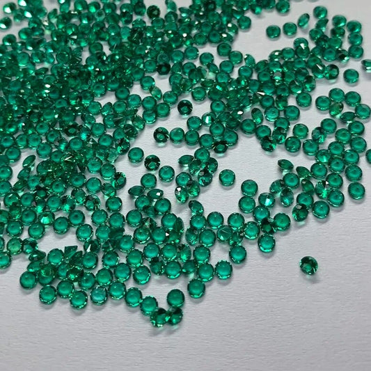 Loose Emeralds. 0.8mm to 3.0 mm. Round Shape. Lab-Grown Emerald Gemstones.