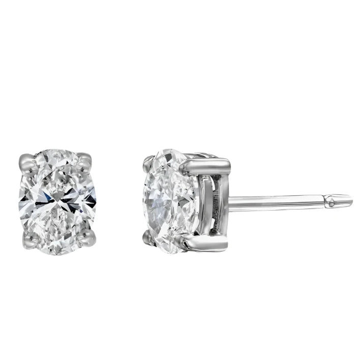 Oval Cut Diamond Earrings - Lab-Grown Diamond 0.20 To 1.0 Carat.