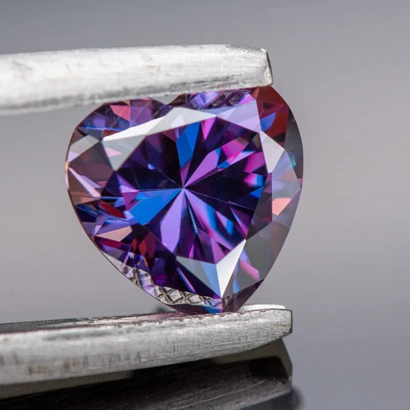 Loose Moissanite. Imperial Purple Color. Heart Cut. 1.0 To 5.0 Carat.