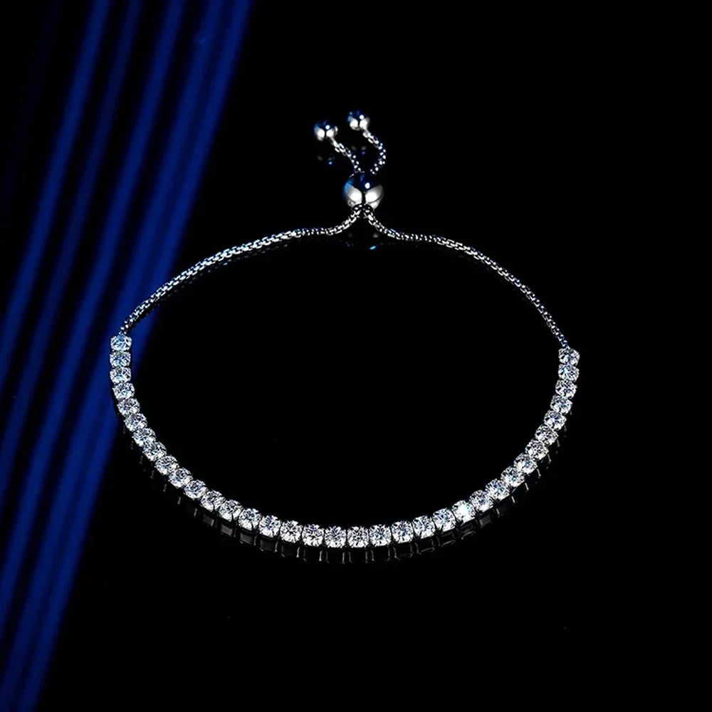 Moissanite Tennis Bracelet, 3mm - Adjustable Size.