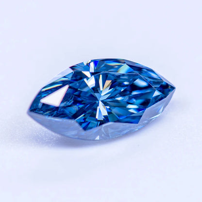 Moissanite Gem. Royal Blue Color. Marquise Cut. 1.0 To 3.0 Carat.