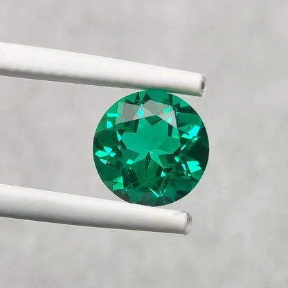 Lab Grown Emerald Diamond. Hand-cut Columbia Emeralds. Round Shape.