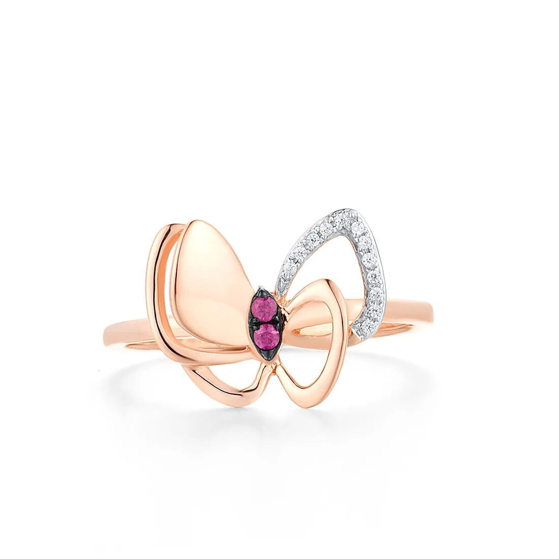 Ruby and Diamond Elegant Rings. 14K White Gold.