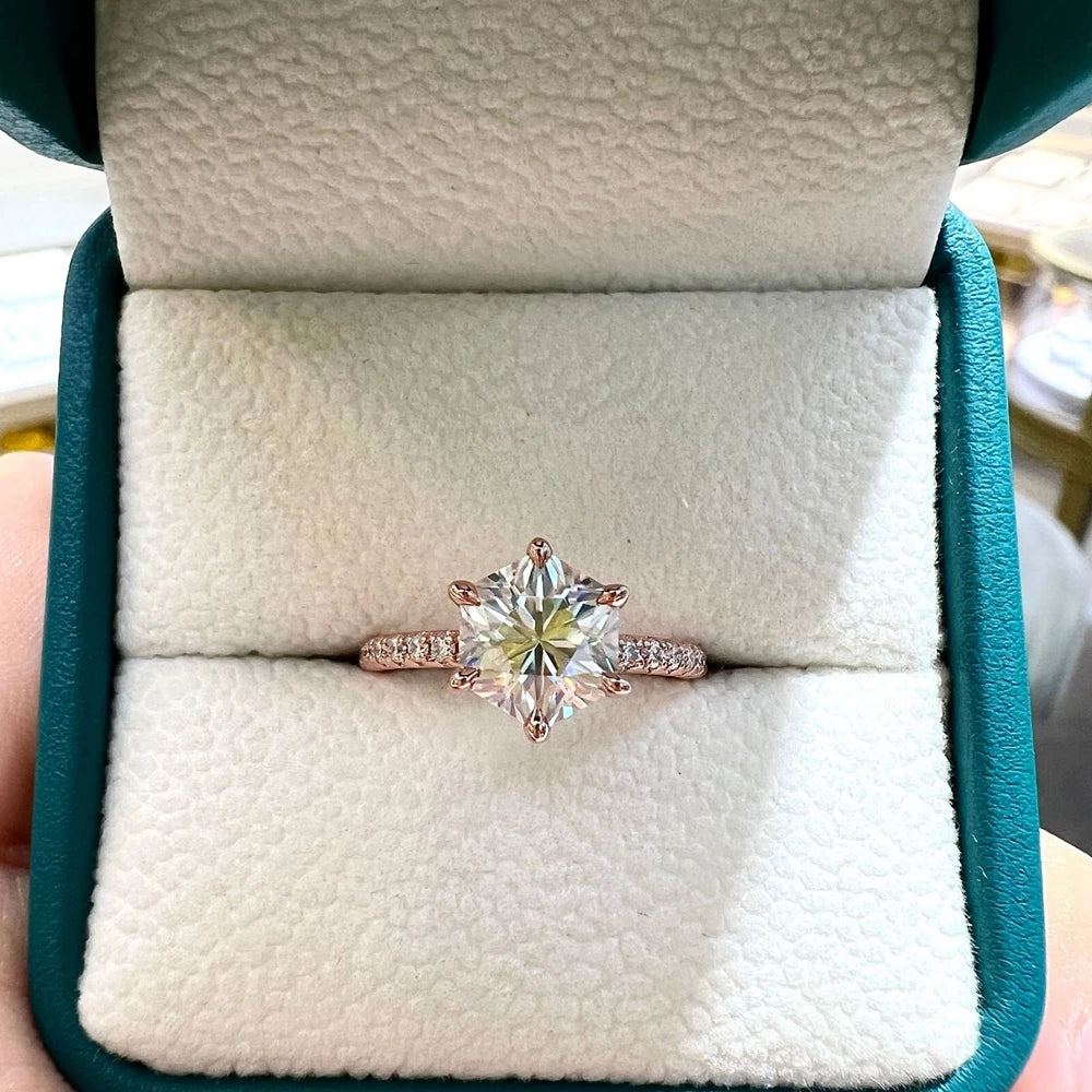 Shop Luxury Moissanite Engagement Rings. 18K Gold Plated Silver VK. Diamonds