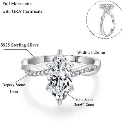 2 Carat Marquise Cut Moissanite Ring Set.
