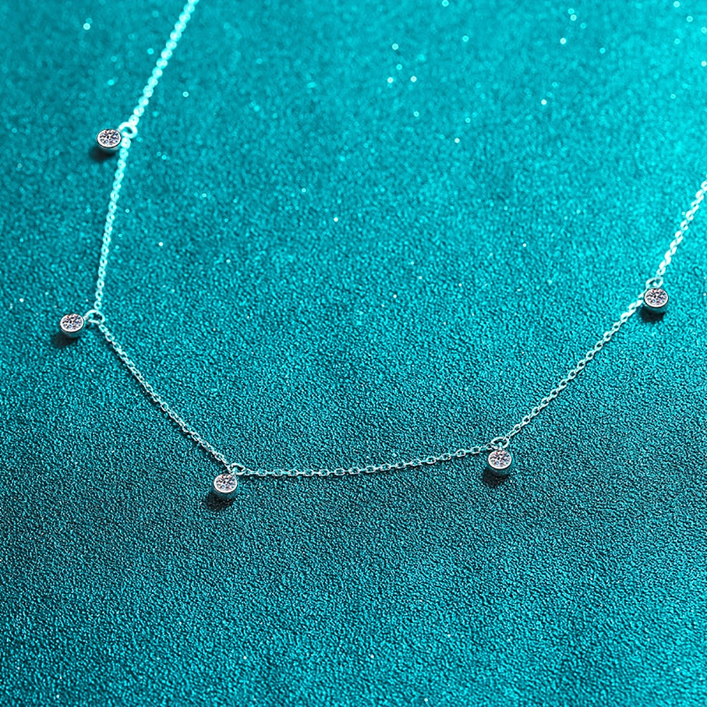 Moissanite Diamond Necklaces.  Platinum Plated Silver.