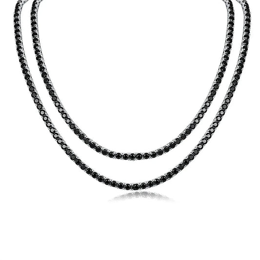 Genuine Black Moissanite Tennis Necklaces, Bracelets.