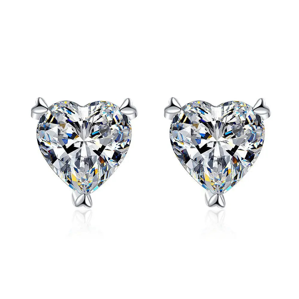 Moissanite Earrings. Heart Cut Genuine Moissanite. 1.0 - 2.0 Carat.