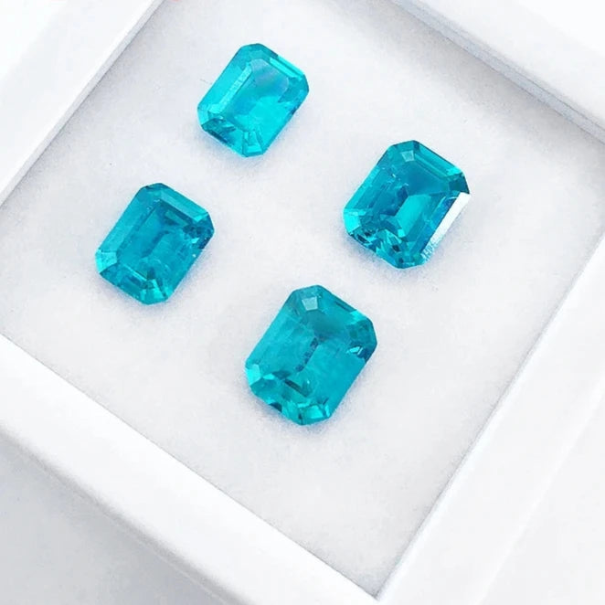 Cushion Shape Lab-Grown Garnet - Paraiba Tourmaline Color.