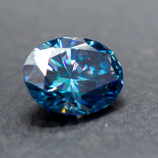 Loose Moissanite Stone. Sapphire Blue Color. Oval Cut. 0.50 To 5.0 Carat.