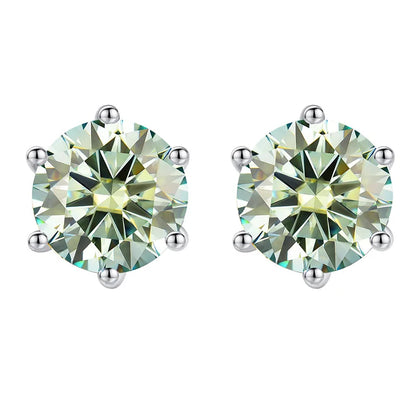 Colored Moissanite Stud Earrings. 1.0 To 4.0 Carat. With Certificate.