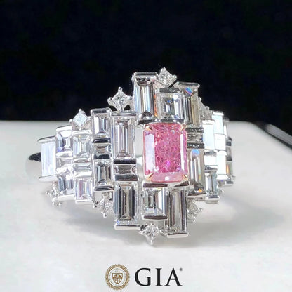 Fancy Light Purplish Pink Diamond Engagement Rings.