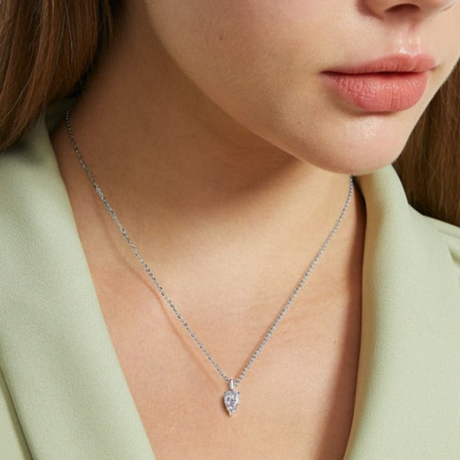 Elegant Moissanite Pendant Necklace. Pear Shape. 1.0 Carat. D VVS1.