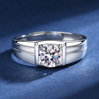 1.0 Carat Moissanite Men's Ring - Size Adjustable.