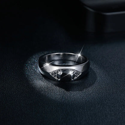 Men's 1.0 Carat Black Oval Moissanite Ring - Unique Design.