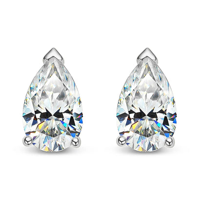 Pear Cut Moissanite Diamond Stud Earrings. 1.0 To 4.0 Carat With Certificates.