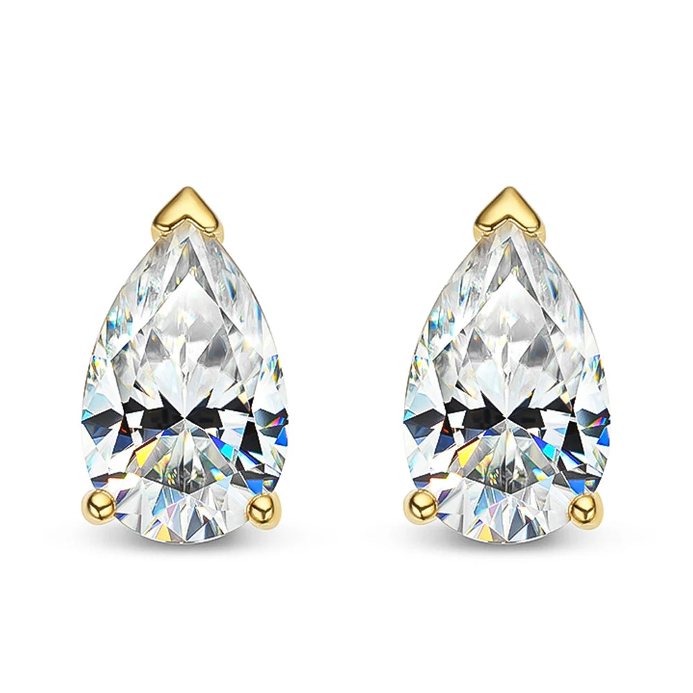 Pear Cut Moissanite Diamond Stud Earrings. 1.0 To 4.0 Carat With Certificates.