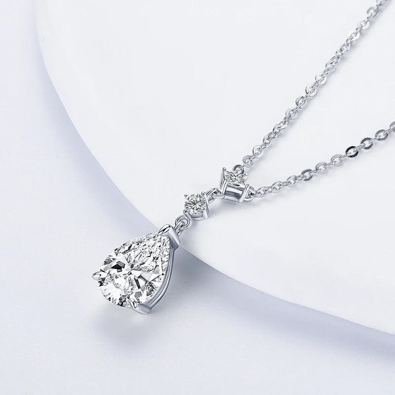 Luxury 2.0ct Moissanite Pear Shape Pendant Necklace.