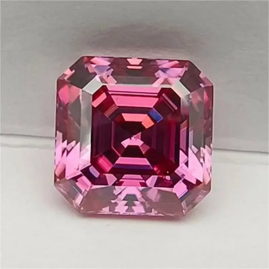 Colored Moissanite Gems. Pink Color. Asscher Cut. 1.0 To 5.0 Carat.