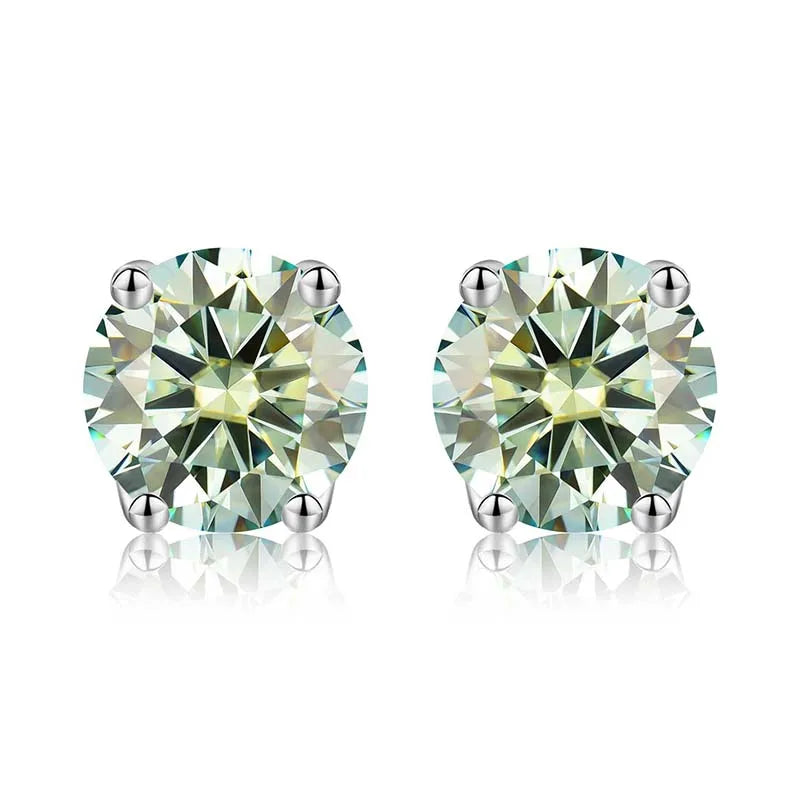 Colored Moissanite Earrings. 0.50 To 2.0 Carat. 18K Gold Plated Silver.