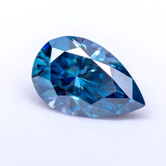 Moissanite Gemstone. Sapphire Blue Color. Pear Cut. 050 To 5.0 Carat.