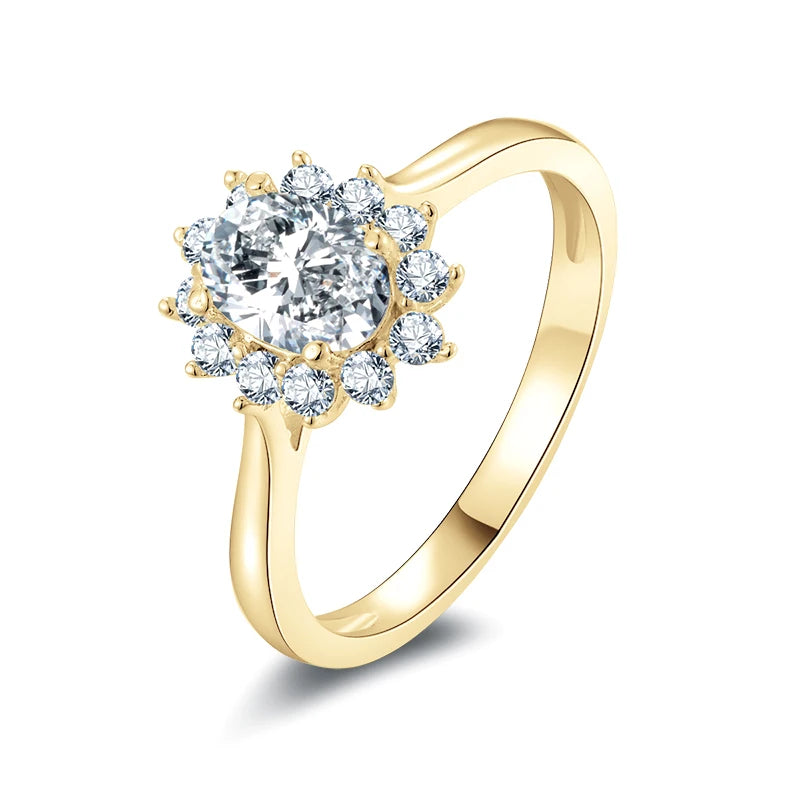 10K Gold Elegant Moissanite Ring, Oval/Marquise Cut.