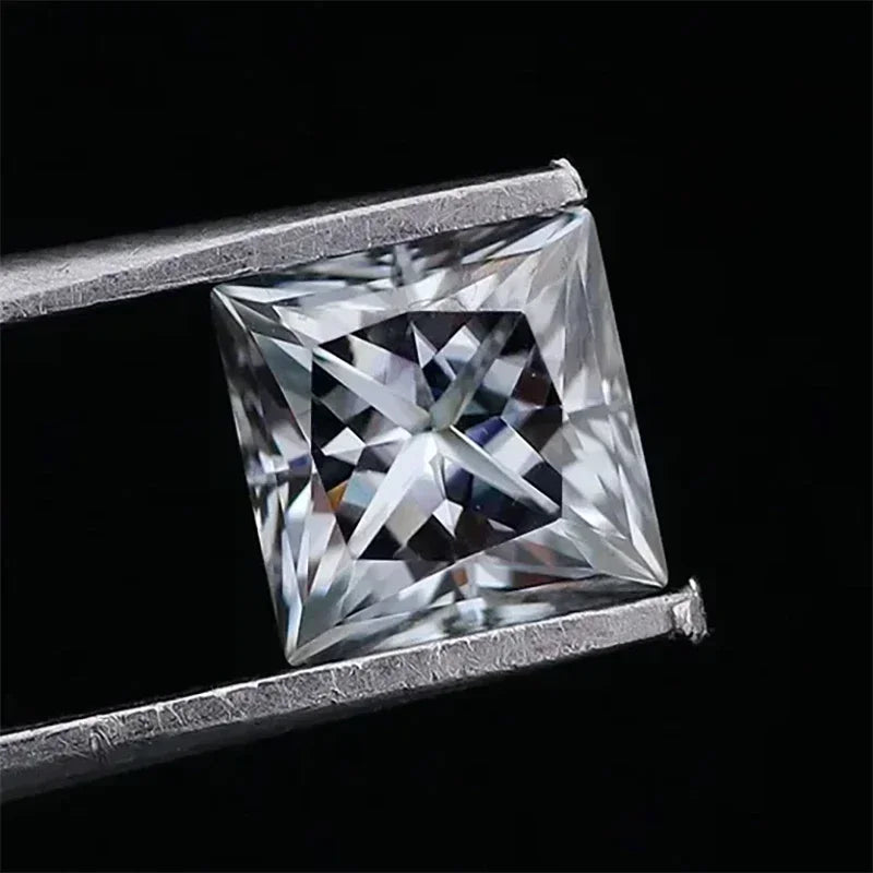 Princess Cut Moissanite. Gray Color. 1.0 To 5.0 Carat.