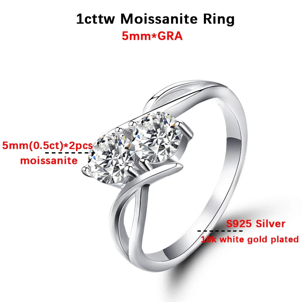 Elegant Two-Stone Moissanite Diamond Rings - Timeless Sparkle.