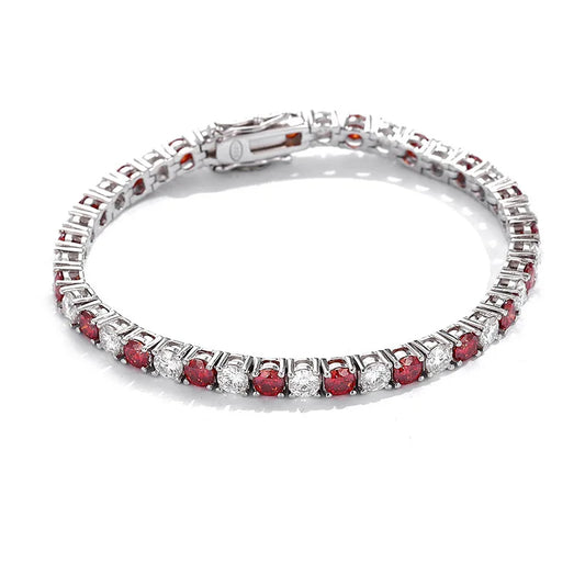 Moissanite Diamond Tennis Bracelets. Red White and Black White Color.