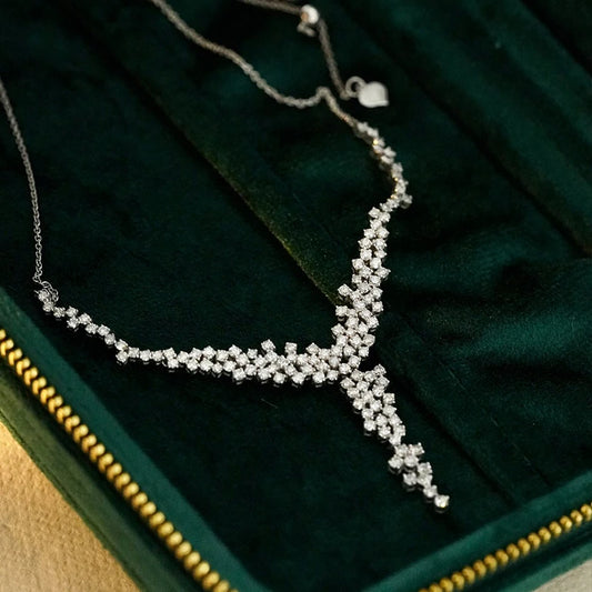 Luxury Diamond Necklace. 3.20 Carat. Natural Diamond Jewelry.