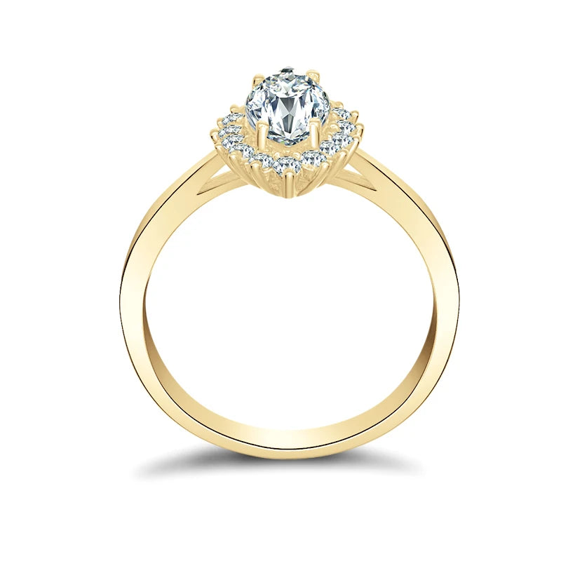 10K Gold Elegant Moissanite Ring, Oval/Marquise Cut.