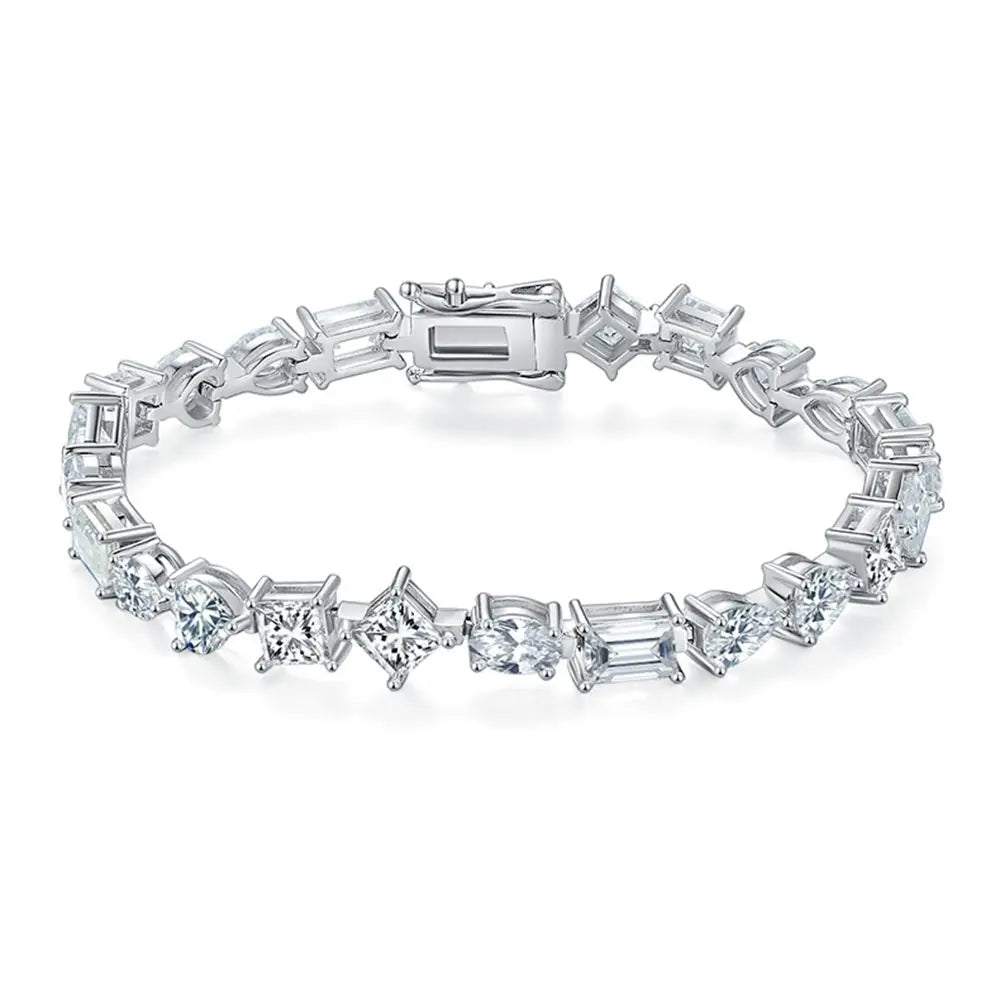 Moissanite Diamonds Tennis Bracelets. Multi-shaped Moissanites.