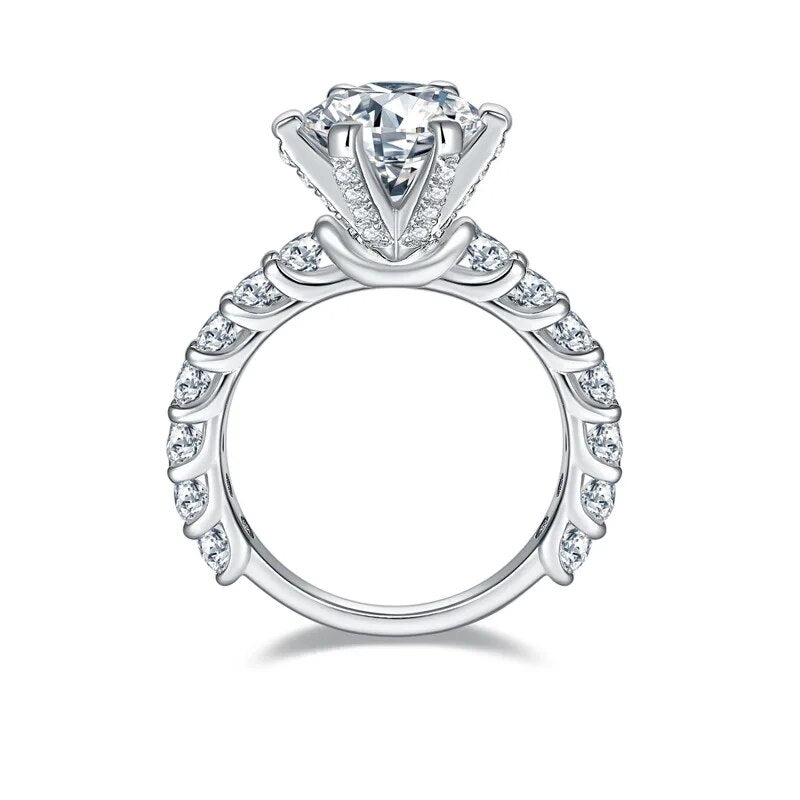 3.0 Carat. Moissanite Women Rings. D VVS1. 18K Gold Plated Silver.