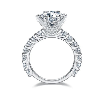 3.0 Carat. Moissanite Women Rings. D VVS1. 18K Gold Plated Silver.