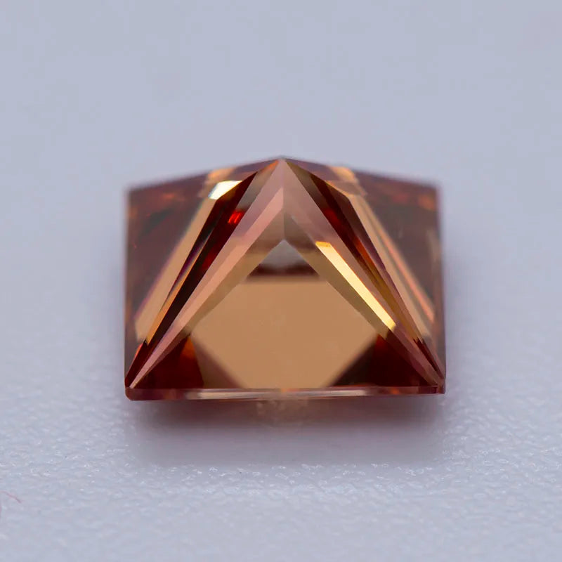 Loose Moissanite Stone. Watermelon Red Color. Princess Cut.