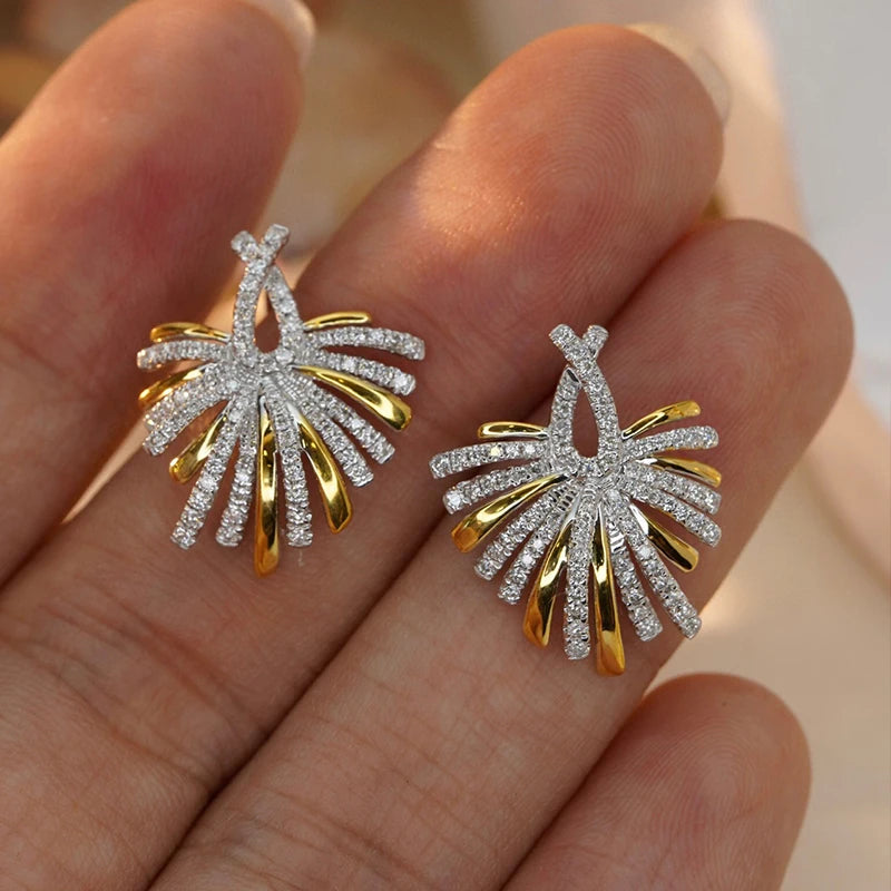 Natural Real Diamond Earrings. 0.52 Carat. 18K Gold Jewelry.