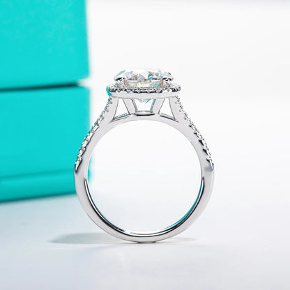Moissanite Halo Engagement Rings. 3.0 Carat. Elegant Jewelry.
