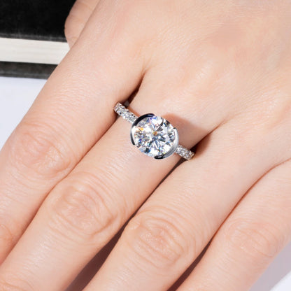Buy Moissanite Engagement Rings. 3.0 Carat. 18K Gold Plated Silver