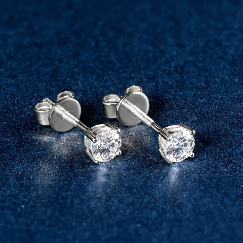 Gold Moissanite Stud Earrings. 4mm Moissanite Earrings.