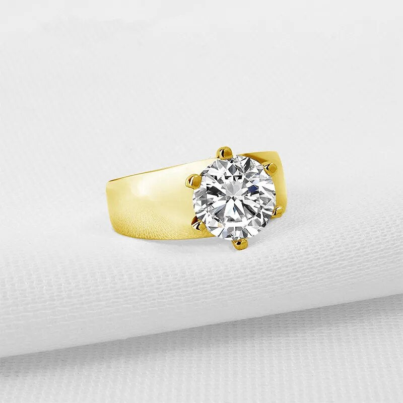 Luxury Gold Moissanite Engagement Rings. 3.0 Carat D VVS1.