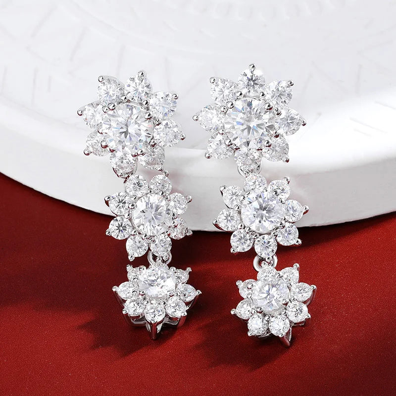 Elegant Moissanite Earrings. Top Quality 5.88 Carat Genuine Moissanite.