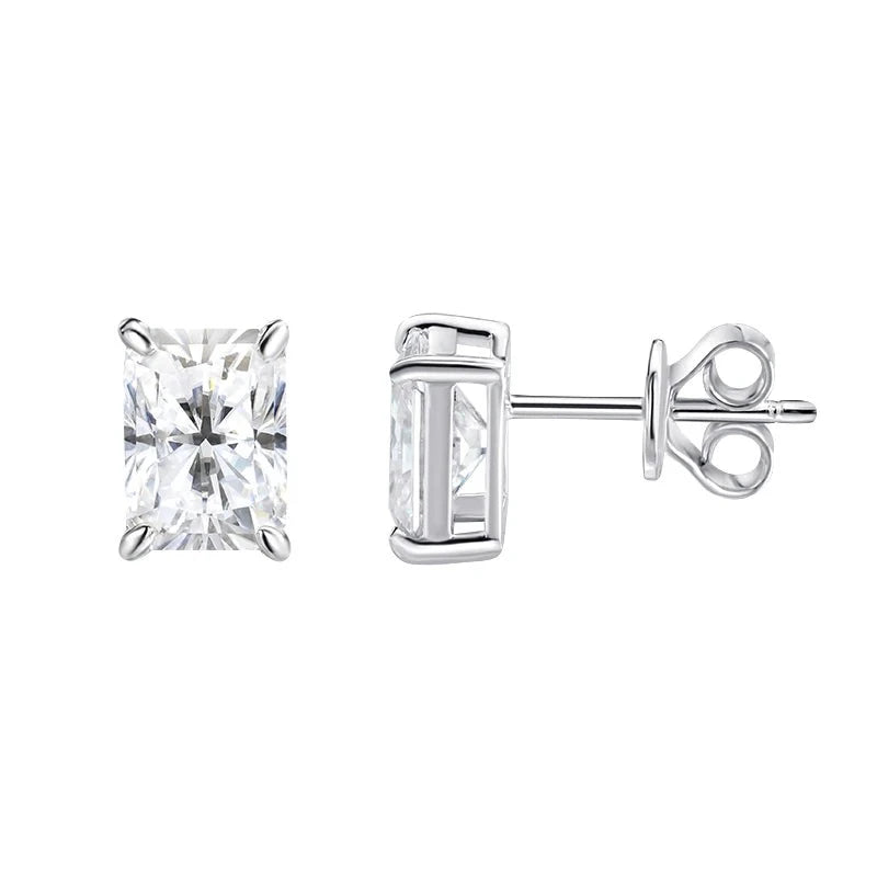 Moissanite Earrings. 2.0 To 8.0 Carat. Radiant, Princess, Pear Cut.