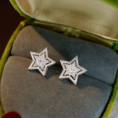 Star shape diamond earrings