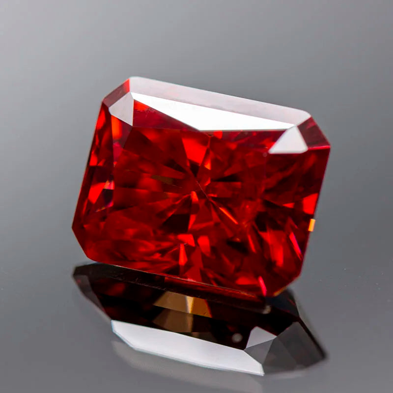 Loose Moissanite Stone. Garnet Color. Radiant Cut. 0.50 To 5.0 Carat.