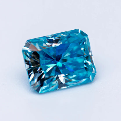 Loose Moissanite Gems. Aquamarine Color. Radiant Cut. 0.50 To 5.0 Carat.