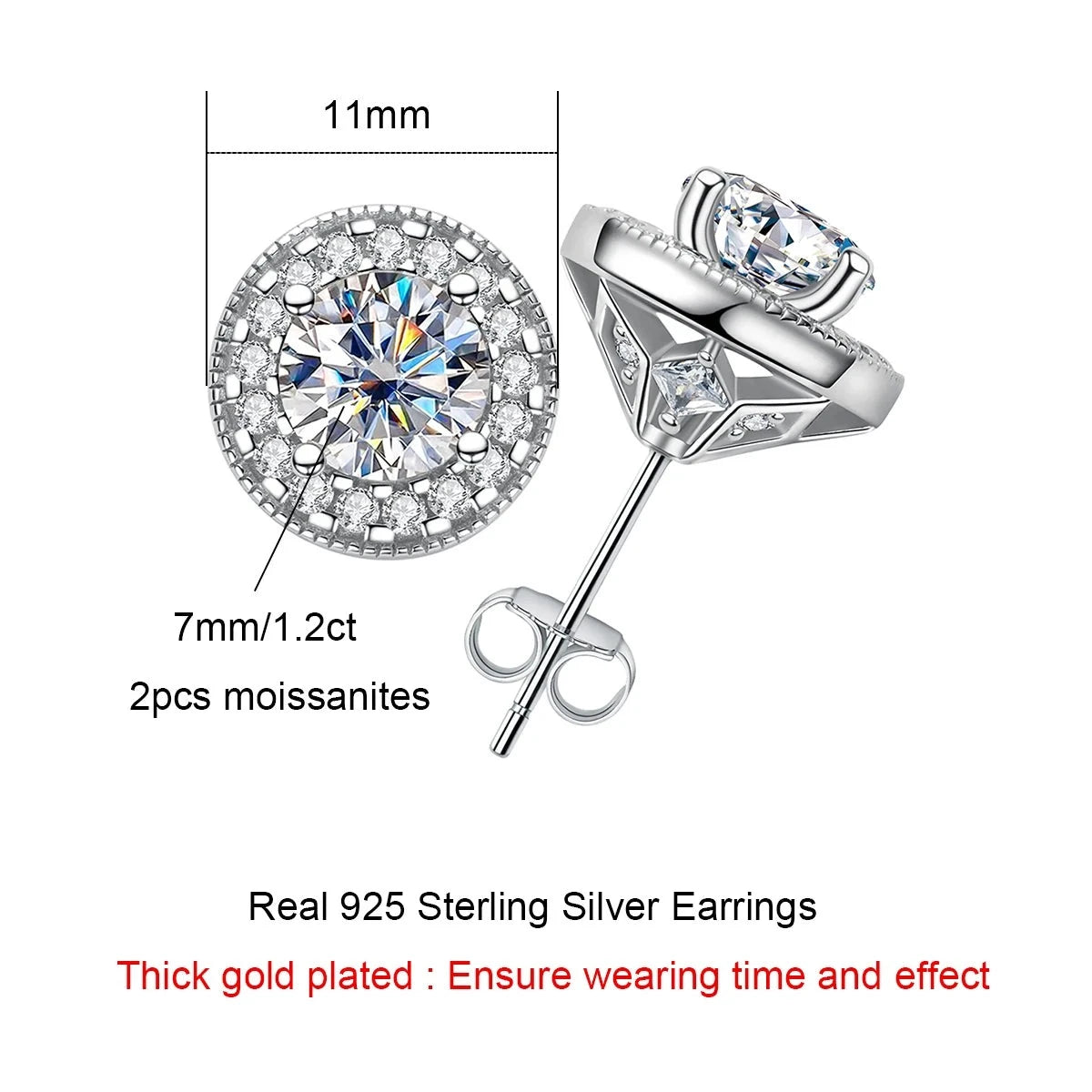 Moissanite Diamond Vintage Earrings. Total 2.40 Carat.