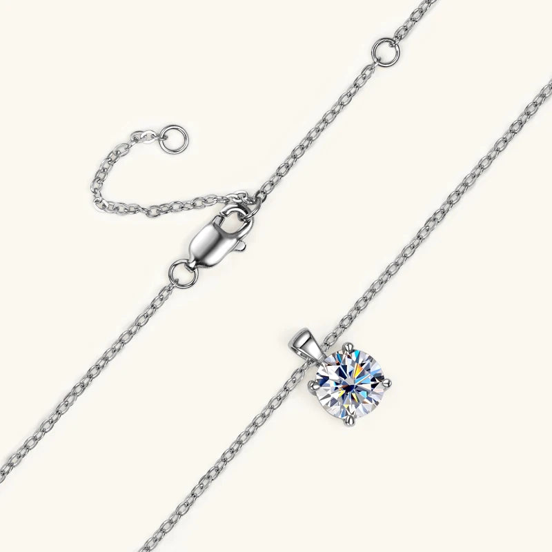 Moissanite Jewelry Set. Earrings - Pendant Necklace.