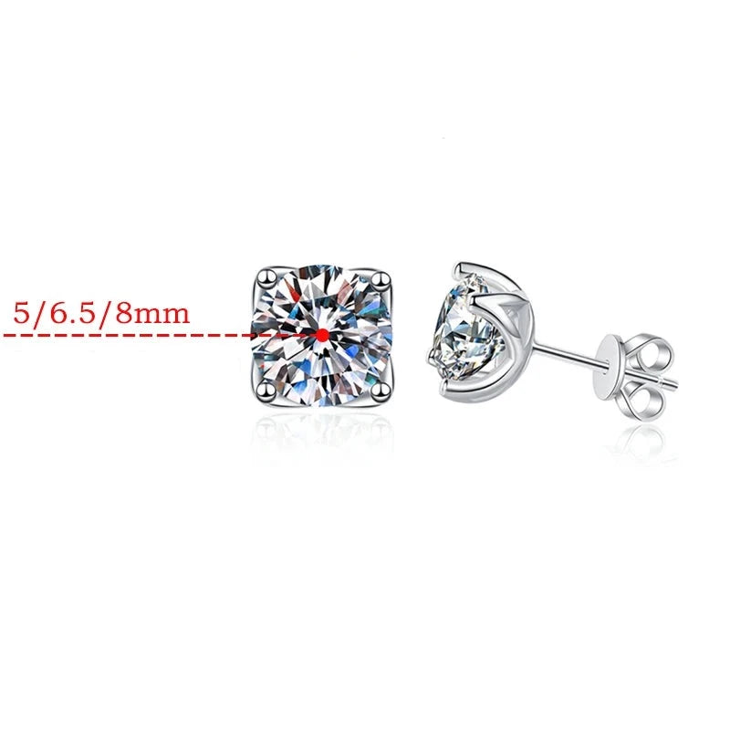 Moissanite Stud Earrings For Women. 1.0 To 4.0 Carat D VVS1.