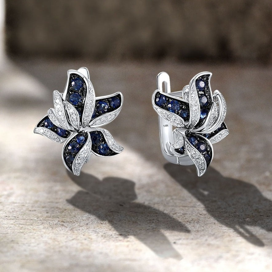 Jared The Galleria Of Jewelry Natural Blue Sapphire Earrings 1/3 ct tw  Diamonds 10K White Gold | Bridge Street Town Centre